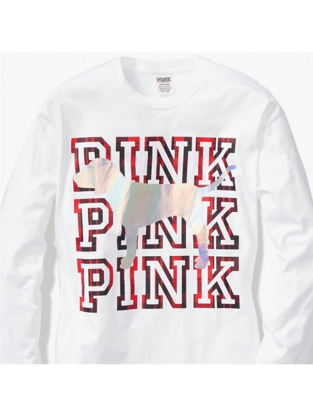 NWT White Long Sleeve Tee with Holographic Dog